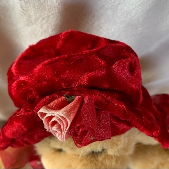 VINTAGE Dan Dee Collectors Choice Stuffed Bear Red Hat Roses Sitting Collectible - Picture 10 of 14